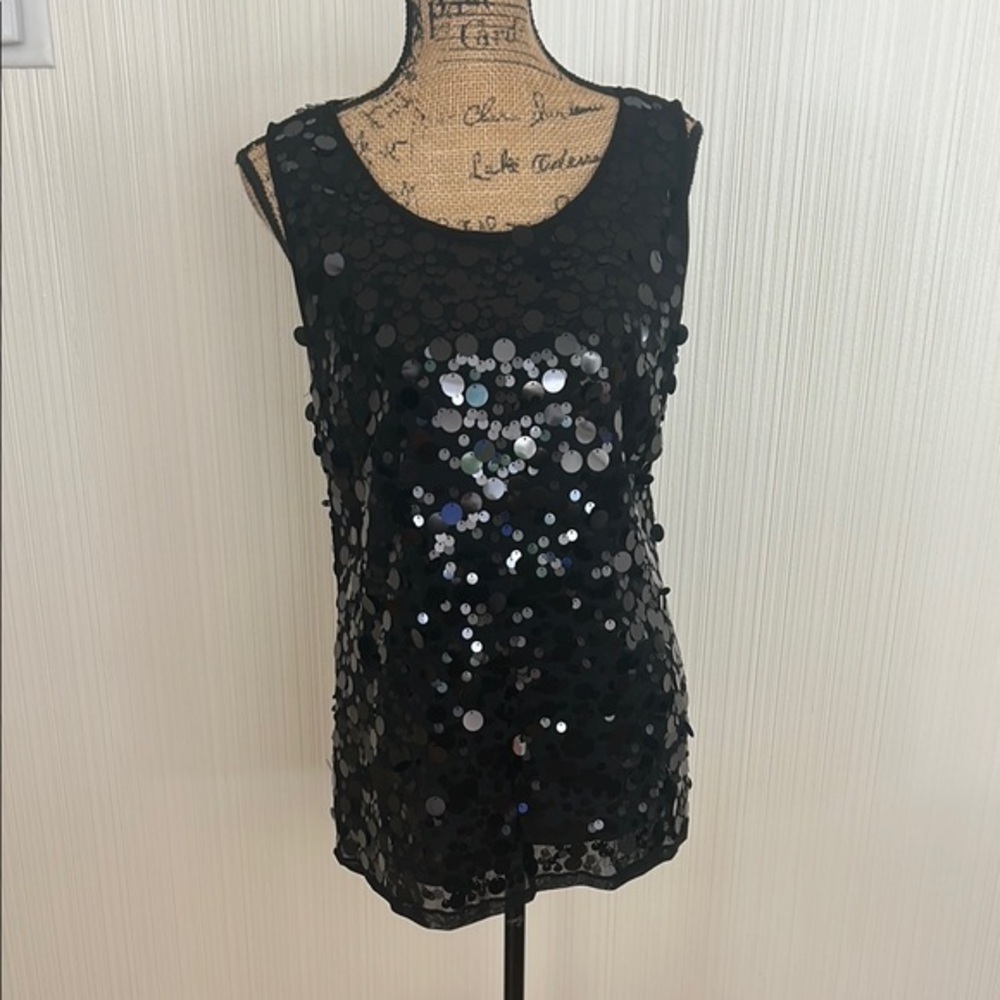 Black Sequin Sleeveless Top